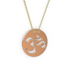 Mantra Aum Kolye - 14 ayar rose altın kolye (40 cm altın rolo zincir) #1ozzmg4
