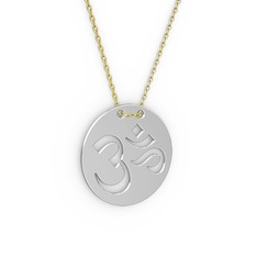 Mantra Aum Kolye - 14 ayar beyaz altın kolye (40 cm altın rolo zincir) #i8k5qj