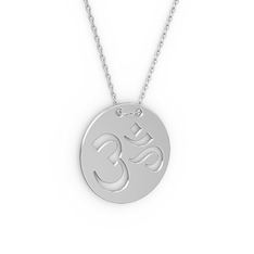 Mantra Aum Kolye - 8 ayar beyaz altın kolye (40 cm beyaz altın rolo zincir) #mz0d7y