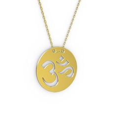 Mantra Aum Kolye - 18 ayar altın kolye (40 cm altın rolo zincir) #q31522