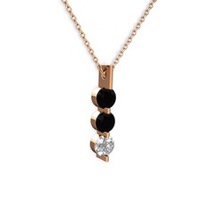 Siyah zirkon ve swarovski 14 ayar rose altın kolye (40 cm rose altın rolo zincir)
