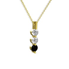 Trinity Taşlı Kolye - Swarovski ve siyah zirkon 14 ayar altın kolye (40 cm gümüş rolo zincir) #120kfgw