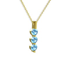 Trinity Taşlı Kolye - Akuamarin 8 ayar altın kolye (40 cm altın rolo zincir) #13e9sje