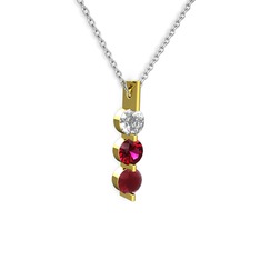 Trinity Taşlı Kolye - Swarovski, rodolit garnet ve kök yakut 14 ayar altın kolye (40 cm beyaz altın rolo zincir) #14ew5cp