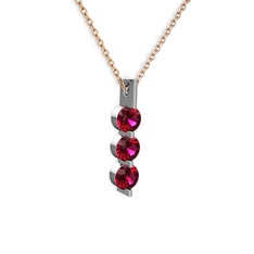Trinity Taşlı Kolye - Rodolit garnet 925 ayar gümüş kolye (40 cm rose altın rolo zincir) #14mht50