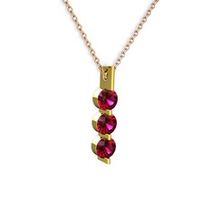 Trinity Taşlı Kolye - Rodolit garnet 8 ayar altın kolye (40 cm gümüş rolo zincir) #19zgl6j
