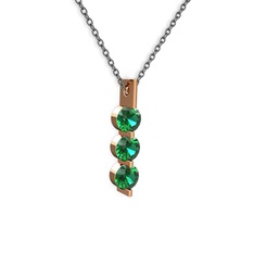 Trinity Taşlı Kolye - Yeşil kuvars 14 ayar rose altın kolye (40 cm gümüş rolo zincir) #1apuzuw