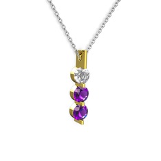 Trinity Taşlı Kolye - Swarovski ve ametist 14 ayar altın kolye (40 cm beyaz altın rolo zincir) #1axws7w