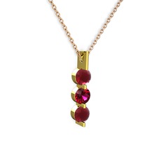 Trinity Taşlı Kolye - Kök yakut ve rodolit garnet 8 ayar altın kolye (40 cm rose altın rolo zincir) #1bw2o8s