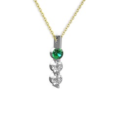 Trinity Taşlı Kolye - Yeşil kuvars ve swarovski 8 ayar beyaz altın kolye (40 cm gümüş rolo zincir) #1fkvktm
