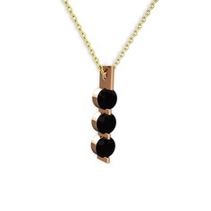 Trinity Taşlı Kolye - Siyah zirkon 14 ayar rose altın kolye (40 cm altın rolo zincir) #1igvvx0