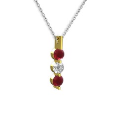 Kök yakut ve swarovski 8 ayar altın kolye (40 cm gümüş rolo zincir)