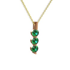 Trinity Taşlı Kolye - Yeşil kuvars 14 ayar rose altın kolye (40 cm gümüş rolo zincir) #1joahnx