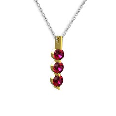 Trinity Taşlı Kolye - Rodolit garnet 8 ayar altın kolye (40 cm beyaz altın rolo zincir) #1llm6bj