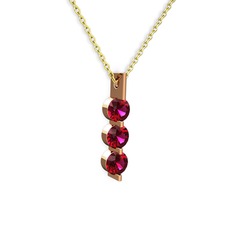 Trinity Taşlı Kolye - Rodolit garnet 925 ayar rose altın kaplama gümüş kolye (40 cm altın rolo zincir) #1n8pq5b