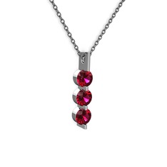 Trinity Taşlı Kolye - Rodolit garnet 14 ayar beyaz altın kolye (40 cm gümüş rolo zincir) #1rkko5l
