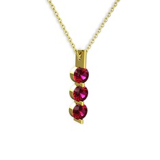 Rodolit garnet 925 ayar altın kaplama gümüş kolye (40 cm altın rolo zincir)