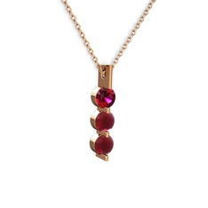 Trinity Taşlı Kolye - Rodolit garnet ve kök yakut 8 ayar rose altın kolye (40 cm rose altın rolo zincir) #1s4y7jz