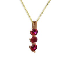 Trinity Taşlı Kolye - Rodolit garnet ve kök yakut 925 ayar rose altın kaplama gümüş kolye (40 cm gümüş rolo zincir) #1tn166m