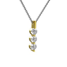 Trinity Taşlı Kolye - Swarovski 14 ayar altın kolye (40 cm gümüş rolo zincir) #1v28v40