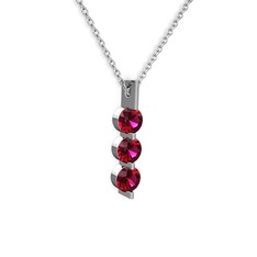 Trinity Taşlı Kolye - Rodolit garnet 14 ayar beyaz altın kolye (40 cm gümüş rolo zincir) #1vdwc3e