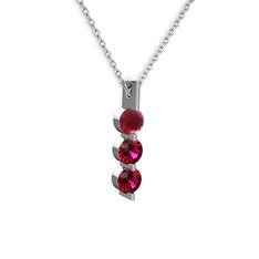 Trinity Taşlı Kolye - Kök yakut ve rodolit garnet 8 ayar beyaz altın kolye (40 cm beyaz altın rolo zincir) #1vhsxbh