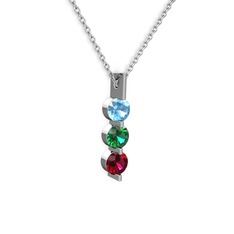 Trinity Taşlı Kolye - Akuamarin, yeşil kuvars ve rodolit garnet 8 ayar beyaz altın kolye (40 cm gümüş rolo zincir) #1w0buzf