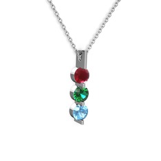 Trinity Taşlı Kolye - Kök yakut, yeşil kuvars ve akuamarin 925 ayar gümüş kolye (40 cm beyaz altın rolo zincir) #1wluq7