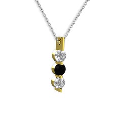 Trinity Taşlı Kolye - Swarovski ve siyah zirkon 8 ayar altın kolye (40 cm beyaz altın rolo zincir) #1yurkiv