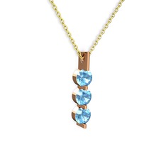 Trinity Taşlı Kolye - Akuamarin 8 ayar rose altın kolye (40 cm altın rolo zincir) #21l8is