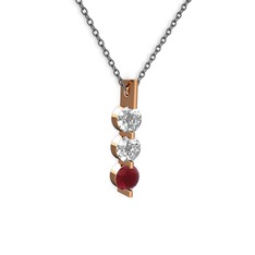 Swarovski ve kök yakut 14 ayar rose altın kolye (40 cm gümüş rolo zincir)