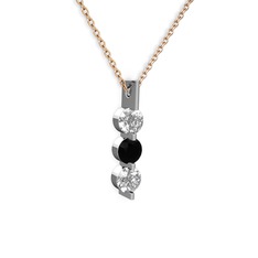 Trinity Taşlı Kolye - Swarovski ve siyah zirkon 14 ayar beyaz altın kolye (40 cm gümüş rolo zincir) #at0j8v