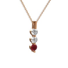 Swarovski ve kök yakut 925 ayar rose altın kaplama gümüş kolye (40 cm gümüş rolo zincir)