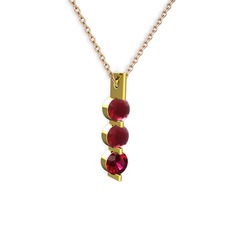 Trinity Taşlı Kolye - Kök yakut ve rodolit garnet 14 ayar altın kolye (40 cm rose altın rolo zincir) #d42i8e