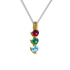 Trinity Taşlı Kolye - Rodolit garnet, yeşil kuvars ve akuamarin 8 ayar altın kolye (40 cm beyaz altın rolo zincir) #epuoq7