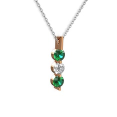 Yeşil kuvars ve swarovski 8 ayar rose altın kolye (40 cm beyaz altın rolo zincir)