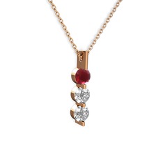 Trinity Taşlı Kolye - Kök yakut ve swarovski 8 ayar rose altın kolye (40 cm rose altın rolo zincir) #fyqa1y