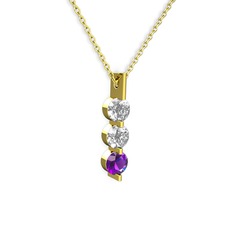 Swarovski ve ametist 8 ayar altın kolye (40 cm altın rolo zincir)