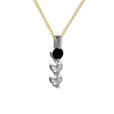 Siyah zirkon ve swarovski 14 ayar beyaz altın kolye (40 cm altın rolo zincir)