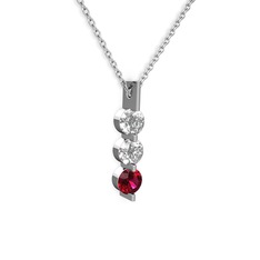 Swarovski ve rodolit garnet 14 ayar beyaz altın kolye (40 cm beyaz altın rolo zincir)