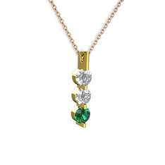 Swarovski ve yeşil kuvars 8 ayar altın kolye (40 cm gümüş rolo zincir)