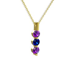 Trinity Taşlı Kolye - Ametist ve lab safir 925 ayar altın kaplama gümüş kolye (40 cm altın rolo zincir) #joddxj