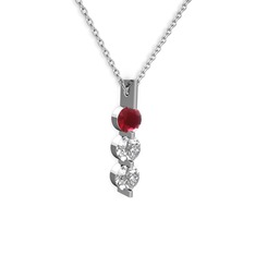 Kök yakut ve swarovski 14 ayar beyaz altın kolye (40 cm beyaz altın rolo zincir)