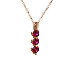Rodolit garnet 925 ayar rose altın kaplama gümüş kolye (40 cm gümüş rolo zincir)