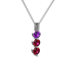 Trinity Taşlı Kolye - Ametist ve rodolit garnet 14 ayar beyaz altın kolye (40 cm beyaz altın rolo zincir) #lizuie