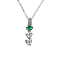 Trinity Taşlı Kolye - Yeşil kuvars ve swarovski 925 ayar gümüş kolye (40 cm gümüş rolo zincir) #ma4fo2