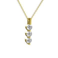 Trinity Taşlı Kolye - Swarovski 8 ayar altın kolye (40 cm altın rolo zincir) #mngoyt