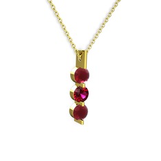 Kök yakut ve rodolit garnet 14 ayar altın kolye (40 cm altın rolo zincir)