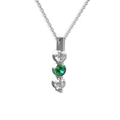 Trinity Taşlı Kolye - Swarovski ve yeşil kuvars 925 ayar gümüş kolye (40 cm gümüş rolo zincir) #n8bimp