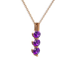 Trinity Taşlı Kolye - Ametist 8 ayar rose altın kolye (40 cm rose altın rolo zincir) #o3dzda